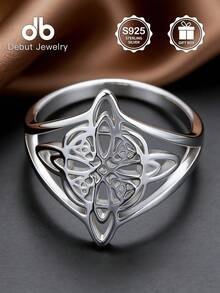 1pc S925 Sterling Silver Celtic Knot Witch Symbol Element Women's Ring, Suitable For Daily Wear And Parties, Style, Versatile Ring, Suitable For Easter, Halloween, Music Festivals, Gifts, Birthday Gifts, Valentine's Day Gifts, Comes With Gift Box - Witch Charm Ring - View 4