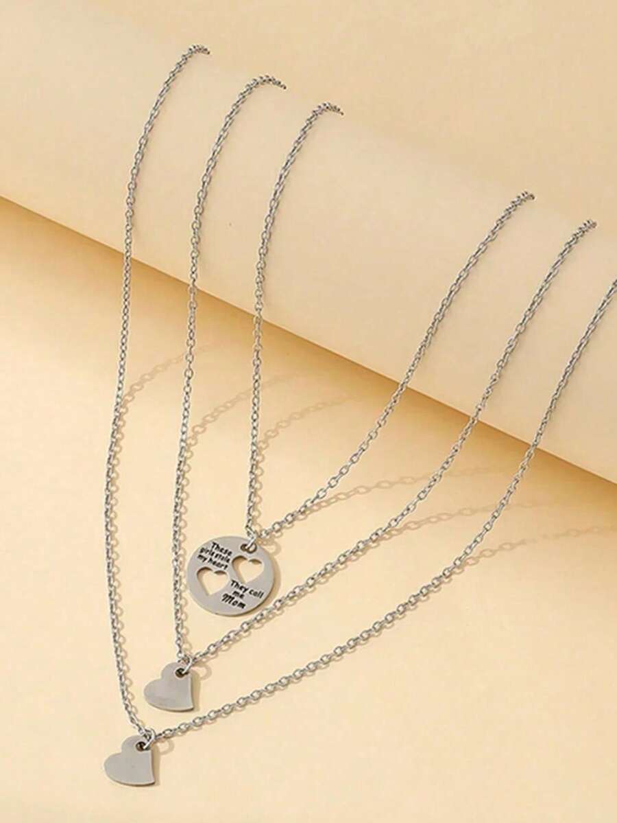 Family Jewelry Gift Set Heart Pendant Necklace For Mom And Daughters Mothers Day Special Sentimental - A - View 1