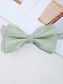 1pc/2pcs Minimalist Striped Light Green Necktie & Bow Tie Set, Versatile For Business, Commute, Party - Mint Green - View 9
