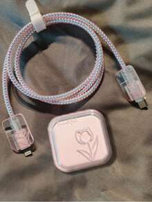 粉色郁金香保护壳，兼容苹果17 Pro Max 40W充电器 - 粉色 - 查看 2