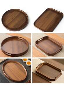 This Luxury Tea Tray, Fruit Tray, Octagonal Handled Tray, Snack Plate, Dining Plate, Cup Storage Plate, Dessert And Cake Plate Is Very Suitable For Home, Restaurant, Hotel, Wedding Party, Event Party And Daily Life Use. - Brown - View 9