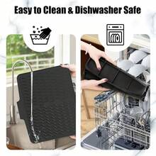 1 pièce Tapis de séchage pour vaisselle en silicone ondulé, tapis de table portable anti-salissures, égouttoir d'évier de cuisine avec design vague pour un drainage facile, résistant à la chaleur - Multicolore - Voir 4