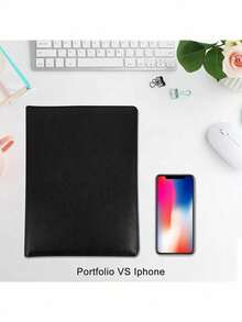 Carpeta ejecutiva de piel con compartimento para calculadora Carpeta de oficina - Negro - Ver 5