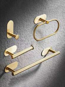 1个免钻孔不锈钢毛巾环，椭圆形毛巾架，浴室壁挂式毛巾架套装 - 查看 1