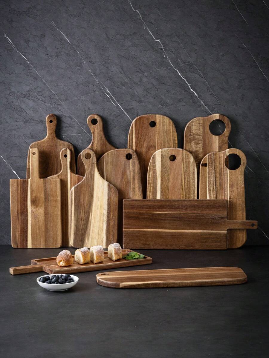 1pc Wooden Pizza Board With Handle, Rosewood Steak Cutting Board, Restaurant Fruit Bread Tray Chopping Board - View 1