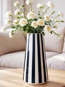 1个简约欧式黑白条纹花瓶，适用于客厅电视柜和餐厅橱柜。 - 花瓶 - 查看 6