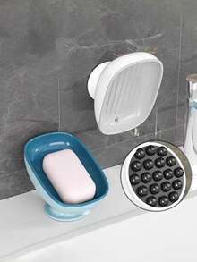 1/2 khay đựng xà phòng, giá treo xà phòng gắn tường với thiết kế giác hút hình bạch tuộc, hệ thống thoát nước nghiêng hai lớp, tiết kiệm không gian, dễ vệ sinh, màu trơn tối giản, thời trang và phong cách. - Nhiều màu - Xem 5