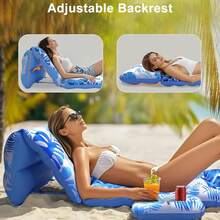 Inflatable Pool Float, Swimming Pool Floats With Headrest, Sunbathing Raft, Suitable For Lake, Beach, Pool Party, Water Floating Rest, Keep Cool - Multicolor - View 7