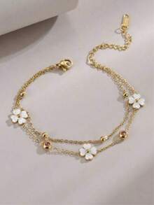 1pc Summer Bohemian Beach Vacation Casual Versatile Fashionable Exotic Travel Beach Ocean Style Layered Anklet - Multicolor - View 3