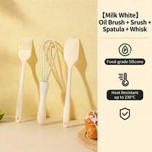 3pcs Heat-Resistant Silicone Baking Set, Including Spatula, Basting Brush, And Hand Whisk, Suitable For Home Baking - Multicolor - View 5