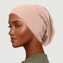 YPGVUO 1PC Solid Color Hijab Undercap, Soft Stretch Elastic Inner Cap, Wrinkle Back Design Headscarf Base Cap For Daily Wear & Ramadan(Runs Large) - A - View 16