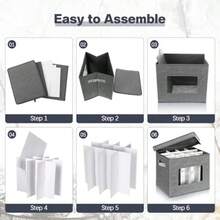 Norme - Paquete de 3 cajas de almacenamiento para copas de vino con divisores 12 compartimentos caja de almacenamiento de vajilla de champaña con mango de tapa ventana organizador de contenedores - Gris - Ver 4