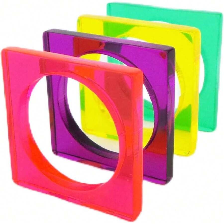 Stackable Acrylic Square Rings, Set Of 4 Rings, 42502407 - Purple - View 1