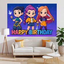 K-Pop Stage Witch Hunter Theme Girls Party Scene Birthday Party Backdrop Banner. K-Pop Theme Wall Decor. Photo Shooting Background. Ideal For Electronic Music Festival Celebrations, Room Decor And Display Props. - Multicolor - View 5