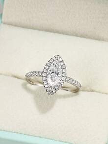 1pc S925 Sterling Silver 1CT Moissanite Solitaire Luxury Women's Wedding Ring, Suitable For Wedding, Daily Wear, And Holiday Gifts - Multicolor - View 3