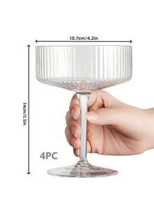 24/12/6/3/1 PC Acrylic Martini Glasses, 10 Oz Unbreakable Champagne Flutes, Ribbed Stemless Wine Glasses, Cocktail Glasses Set, Manhattan Coupe Glasses, Suitable For Weddings, Birthday Parties And Bars - View 6