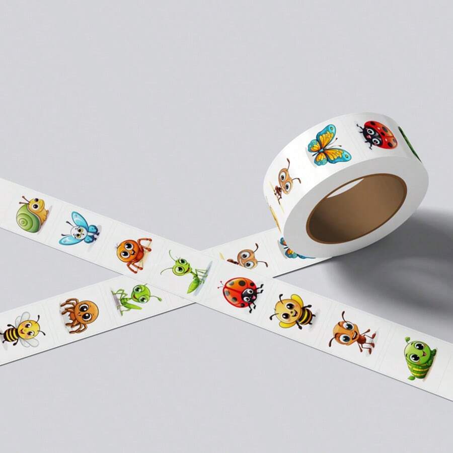 500 Stickers Per Roll Of Cartoon Insect Stickers - Vinyl Insect Stickers, Suitable For Water Bottles, Laptops, Phone Cases, Scrapbooks, Wallets, And Handicrafts