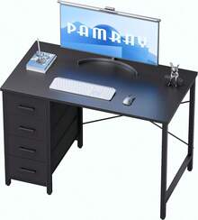 Computer Desk,Office Desk,32 Inch Computer Desk With 4 Drawers Small Office Desk Home Bedroom Study Writing Computer Table Black,Computer Desk With Storage - Black - View 2