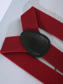 Adjustable Y-Shape Suspenders For Men With 3 Thick & Durable Clips - Burgundy - View 2