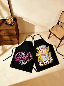 1/2pcs Kitchen Neck Wrap Apron, Cafe/Tea Shop Uniform Apron, Fashion Polyester Nail Polish Print Apron, Polyester Material, Adjustable, Comfortable, Suitable For Home Cooking, Baking, Grilling And DIY Projects, Unisex - Multicolor - View 9