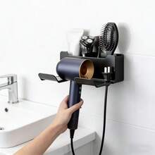 Wall-Mounted Hair Dryer Holder & Storage Rack, Hands-Free Hair Dryer Organizer For Bathroom - Multicolor - View 11
