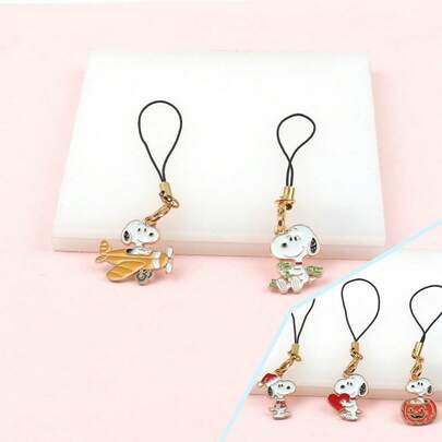 SNOOPY 1个卡通史努比吊坠，史努比手机挂绳，包包挂件，送给粉丝、家人和朋友的完美小礼物，妇女节礼物，白色情人节礼物，复活节礼物，毕业季纪念礼物[随机款式]