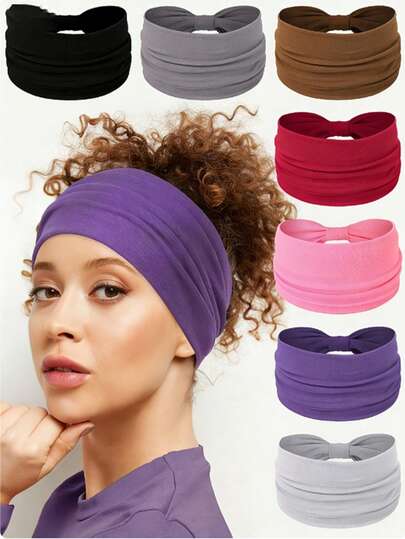 1 st extra brett korsband i enfärgat moderiktigt hårband för kvinnor, mångsidigt håraccessoar för vardagsbruk