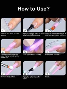 150片/盒 法式太空假指甲模具 芭蕾舞方尖双色可重复使用美甲延长模具 完美贴合 易于使用 新手友好型 DIY设计 - 無色 - 查看 8