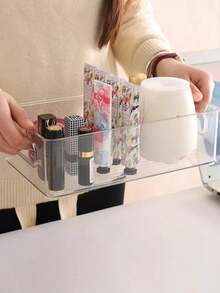 1 hộp đựng mỹ phẩm trong suốt, dung tích lớn, di động, dùng để dưới tủ/bồn rửa, giá đựng đa năng để bàn, hộp đựng đồ trang điểm trong suốt, hộp đựng và sắp xếp đồ trang điểm, hộp dụng cụ phòng tắm, dùng cho bàn trang điểm, bàn làm việc, trang trí phòng, quà tặng trang trí nhà cửa - Nhiều màu - Xem 12