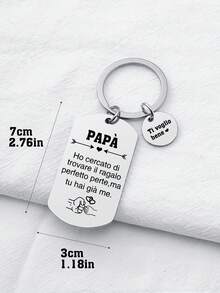 1pc Stainless Steel Keychain, Father's Day Gift For Dad, Exquisite Father's Day Gift Keychain - Multicolor New-1 - View 5