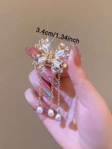 1 chiếc kẹp tóc hình bướm bằng kim loại sang trọng, tối giản, cá tính, đa năng, có tua rua, phù hợp cho nữ giới sử dụng hàng ngày, đi chơi, chụp ảnh, làm quà tặng sinh nhật cho bạn gái. Kẹp tóc thanh lịch, thích hợp cho mùa hè, đi biển hoặc đi nghỉ mát. - Vàng - Xem 7