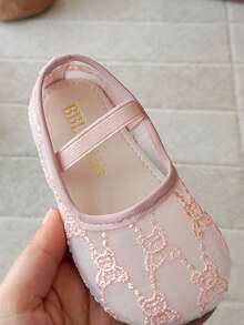 1 Pair Girls' Princess Shoes With Mesh Bow, Breathable Mesh Soft Bottom Baby Dance Shoes, Cute & Sweet Children Shoes - Baby Pink - View 8