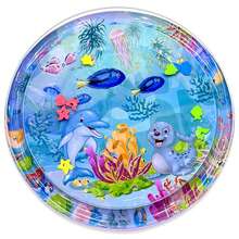 Baby Water Play Mat, 100cm, Dolphin Seal Pattern, Inflatable PVC Round Play Mat, Cushion, Gift For Children, 1. - Deep Blue - View 9