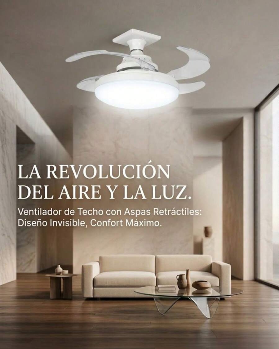DOSYU Lámpara Ventilador LED para Techo E26/E27  Luz Blanca Integrada con Ventilación Silenciosa Hasta 30,000 horas Aspas Internas Ajuste de Brillo Incluye Control Remoto
