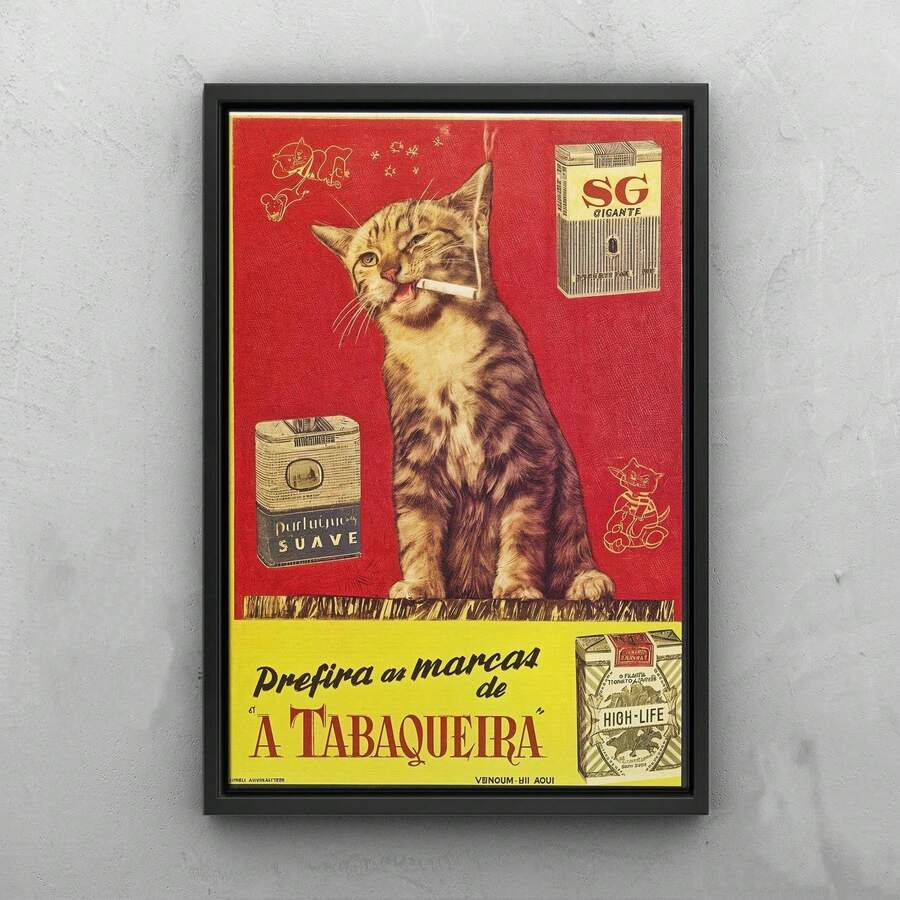 1 قطعة ملصق طباعة قطة مدخنة عتيقة بدون إطار، إعلان رجعي - 5 - مشاهدة 1