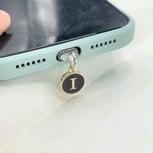 1个双面黑色26字母防尘手机塞/英文字母姓名首字母充电挂件/读卡器/兼容Type-C/Lightning（5-14）接口/情侣防尘塞 - 黑色 - 查看 18