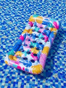 21孔圆形水果图案充气漂浮躺椅，可折叠PVC水上漂浮垫，成人夏季派对泳池漂浮垫 - 彩色 - 查看 8