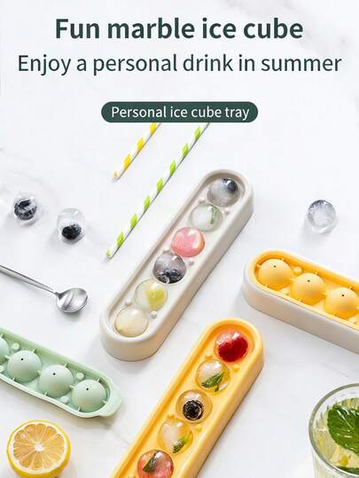 10个6腔冰球模具，适合夏季居家使用，硅胶冰格，可重复使用且易于脱模，是后院派对、露营、海滩等2026年夏季必备的降温工具！