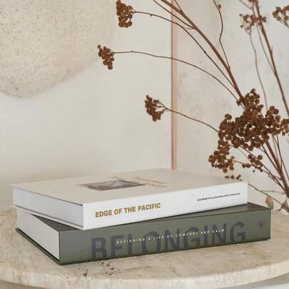 Set de 2 libros decorativos falsos, mejoran la decoración de tu mesa de centro, estantería o repisa de la chimenea - Libros de imitación elegantes, adecuados para la decoración del hogar moderno, estética de la habitación, libros ornamentales falsos