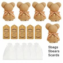 15pcs Bear Towel Set, Includes Paper Card And Gift Bag - Perfect For Wedding, Birthday Celebration And Party Gifts - Multicolor - View 5
