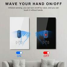 Interruptor inteligente con sensor de infrarrojos - Opciones con y sin WiFi, panel de vidrio templado, control con un gesto de la mano, compatible con Alexa/Smart Home/Tuya, control remoto y programación a través de la aplicación, apto para LED/incandescente de hasta 400W, no requiere cable neutro, material ignífugo de PC - Multicolor - Ver 2