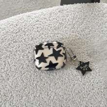 简约优雅黑色星星吊坠耳机保护套，兼容 Pro 2、可爱 Apple 4 简约 3 新款半代女士耳机保护套 - 黑色 - 查看 4