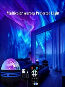 Minimalist Design Polar Projector With Remote Control, Aurora Projection Lamp, USB Powered, LED Comet Effect Lighting, Remote Control Included, Suitable For Bedroom Star Projector, Night Light Projector, Great For Parties, Birthdays, Relaxing Atmosphere In Office Or Home, Purple LED Lights, Ideal Gift For National Day, Labor Day - Multi-color light - View 6