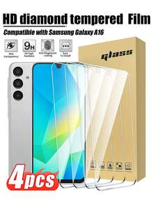 防震钢化玻璃屏幕保护膜 4 片装 全覆盖高清钢化玻璃屏幕保护膜，保护您的手机屏幕免受日常刮擦和冲击，防指纹，4K 无损画质，手机配件，兼容 Galaxy A13/A14 5G/A23/A34/A54/A35/S23 FE/S24 FE/A16/A17/A07/A36/A56、Galaxy S21/S22/S23/S24/S25/S26 系列，春季复活节礼物 - 無色 - 查看 48