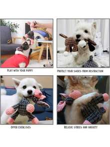 1/3件装宠物毛绒玩具，带声音的狗狗磨牙玩具，趣味驴子耐用磨牙玩具，适合正在长牙的宠物 - 彩色 - 查看 5