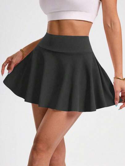 1件装女士加大码运动裙，高腰弹力运动跑步健身高尔夫网球裙，紧身时尚显瘦带口袋短裙