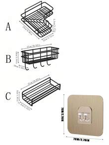 2pcs/1pc Stainless Steel Suction Cup Bathroom Shower Caddy, Bathroom Storage Rack - Black - View 6