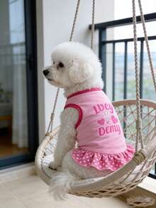 宠物服装，猫狗连衣裙，粉色爱心裙，透气贵宾犬公主裙，春夏款 - 粉色 - 查看 9