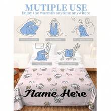 SANRIO 1pc Hello Kitty Themed Blanket - Customizable Personalized Name, Pink Main Color, Decorated With Hearts And Hello Kitty Text, Cute And Sweet Style - Soft And Comfortable, Suitable For Sofa, Bed, Office Nap - All-Season Comfortable Blanket, Home Gift, Birthday Gift, Christmas Gift, Personalized Gift. - Multicolor - View 6