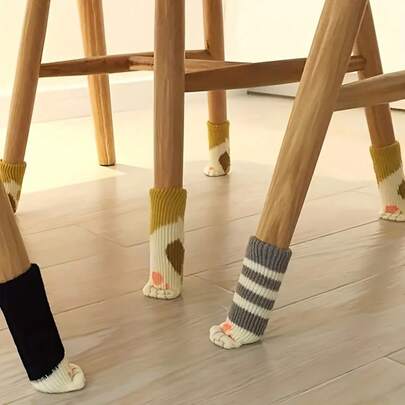 16只装针织家具腿套，保护椅腿、门把手，防滑降噪，加厚猫咪图案